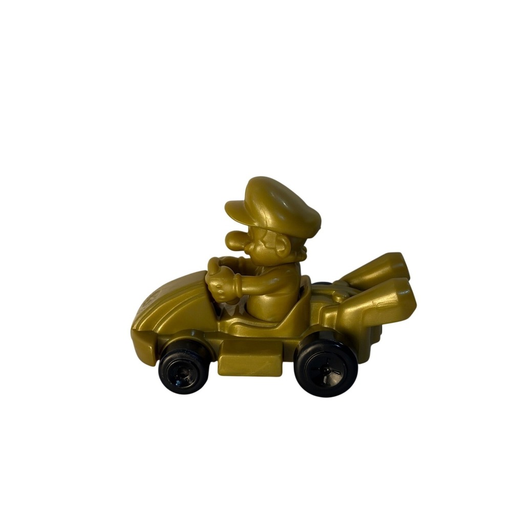 McDonalds Happy Meal Nintendo Mario Kart Toy Gold Figure Kart Rolling Wheels